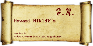 Havasi Miklós névjegykártya